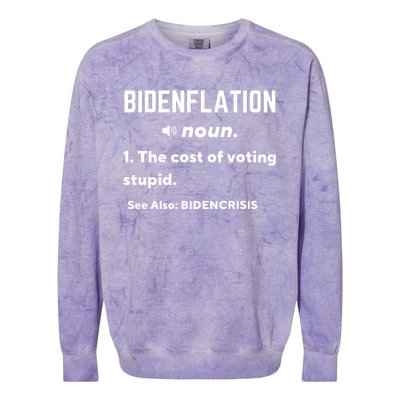 Bidenflation Definition The Cost Of Voting Stupid Colorblast Crewneck Sweatshirt