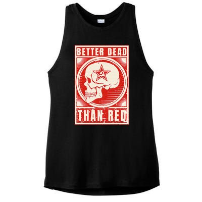 Better Dead Than Red Anti Communism Design Ladies PosiCharge Tri-Blend Wicking Tank