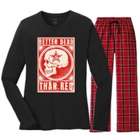 Better Dead Than Red Anti Communism Design Women's Long Sleeve Flannel Pajama Set 