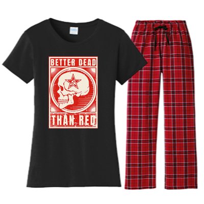 Better Dead Than Red Anti Communism Design Women's Flannel Pajama Set