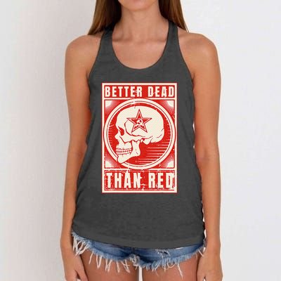 Better Dead Than Red Anti Communism Design Women's Knotted Racerback Tank