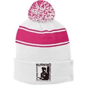 Burning Down The House Stripe Pom Pom Beanie