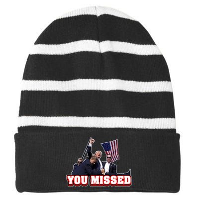 Bunkering Donald Trump Sg You Missed Striped Beanie with Solid Band