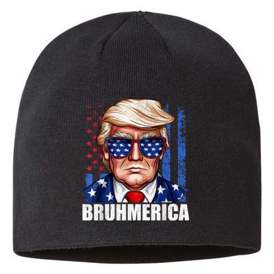 Bruhmerica Donald Trump Usa American Flag Funny Distressed Sustainable Beanie