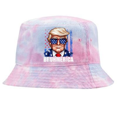 Bruhmerica Donald Trump Usa American Flag Funny Distressed Tie-Dyed Bucket Hat