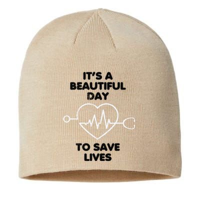 Beautiful Day To Save Lives Nurses Scrub Top Sustainable Beanie