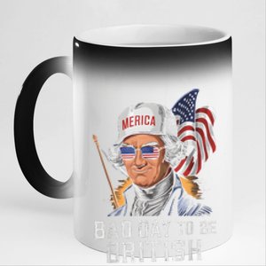 Bad Day To Be British Patriotic George Washington 4th July 11oz Black Color Changing Mug