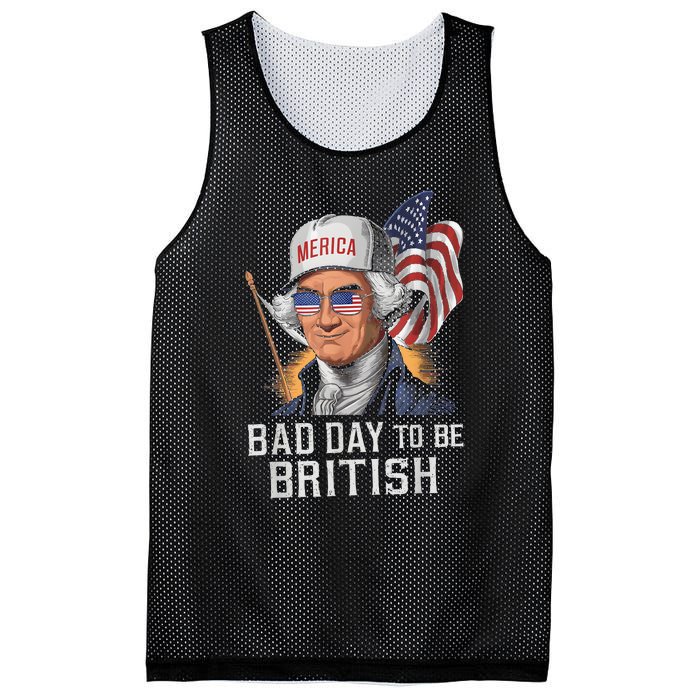 Bad Day To Be British Patriotic George Washington 4th July Mesh Reversible Basketball Jersey Tank