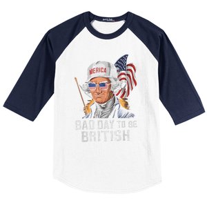 Bad Day To Be British Patriotic George Washington 4th July Baseball Sleeve Shirt