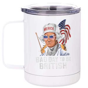 Bad Day To Be British Patriotic George Washington 4th July 12 oz Stainless Steel Tumbler Cup