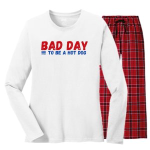 Bad Day To Be A Hot Dog Women's Long Sleeve Flannel Pajama Set 