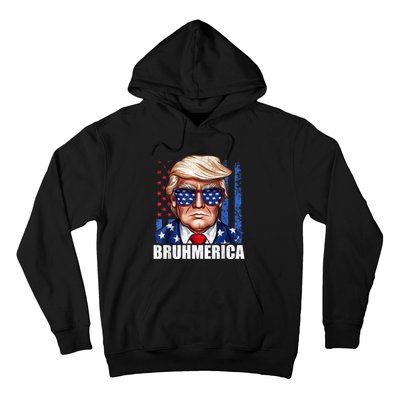 Bruhmerica Donald Trump Usa American Flag Funny Distressed Hoodie