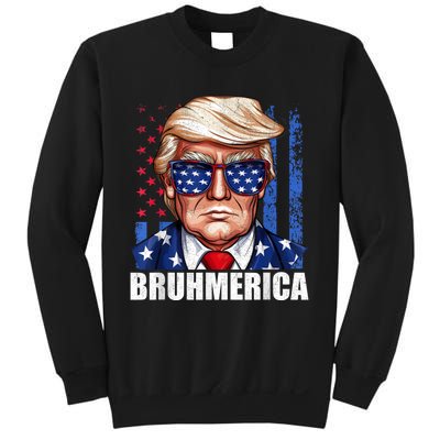 Bruhmerica Donald Trump Usa American Flag Funny Distressed Sweatshirt