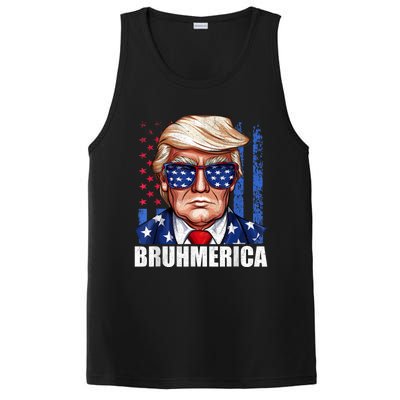 Bruhmerica Donald Trump Usa American Flag Funny Distressed PosiCharge Competitor Tank