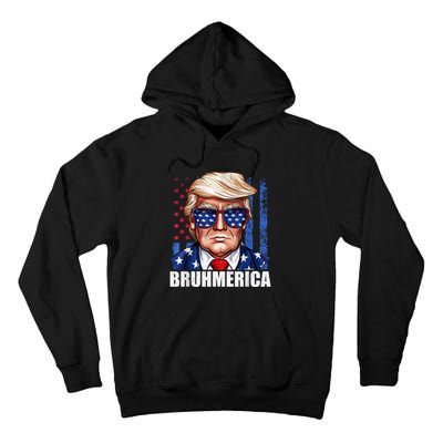 Bruhmerica Donald Trump Usa American Flag Funny Distressed Tall Hoodie