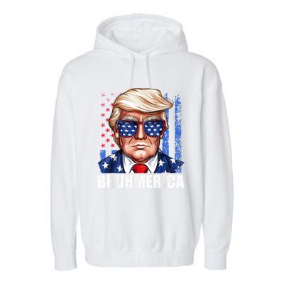 Bruhmerica Donald Trump Usa American Flag Funny Distressed Garment-Dyed Fleece Hoodie