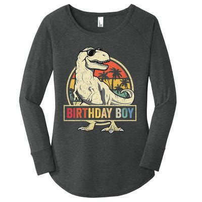 Birthday Dino T Rex Dinosaur Matching Family Women's Perfect Tri Tunic Long Sleeve Shirt