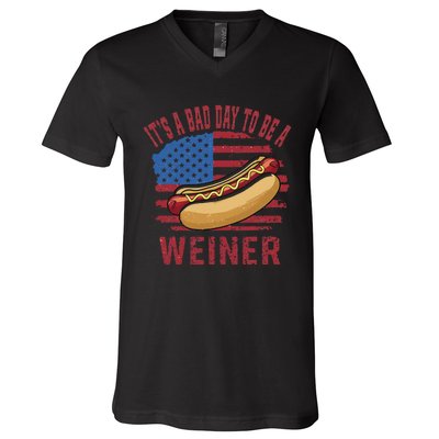 Bad Day To Be Weiner Funny 4th Of July V-Neck T-Shirt