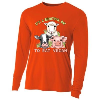 Beautiful Day To Eat Vegan Great Gift World Vegan Day Gift Cooling Performance Long Sleeve Crew