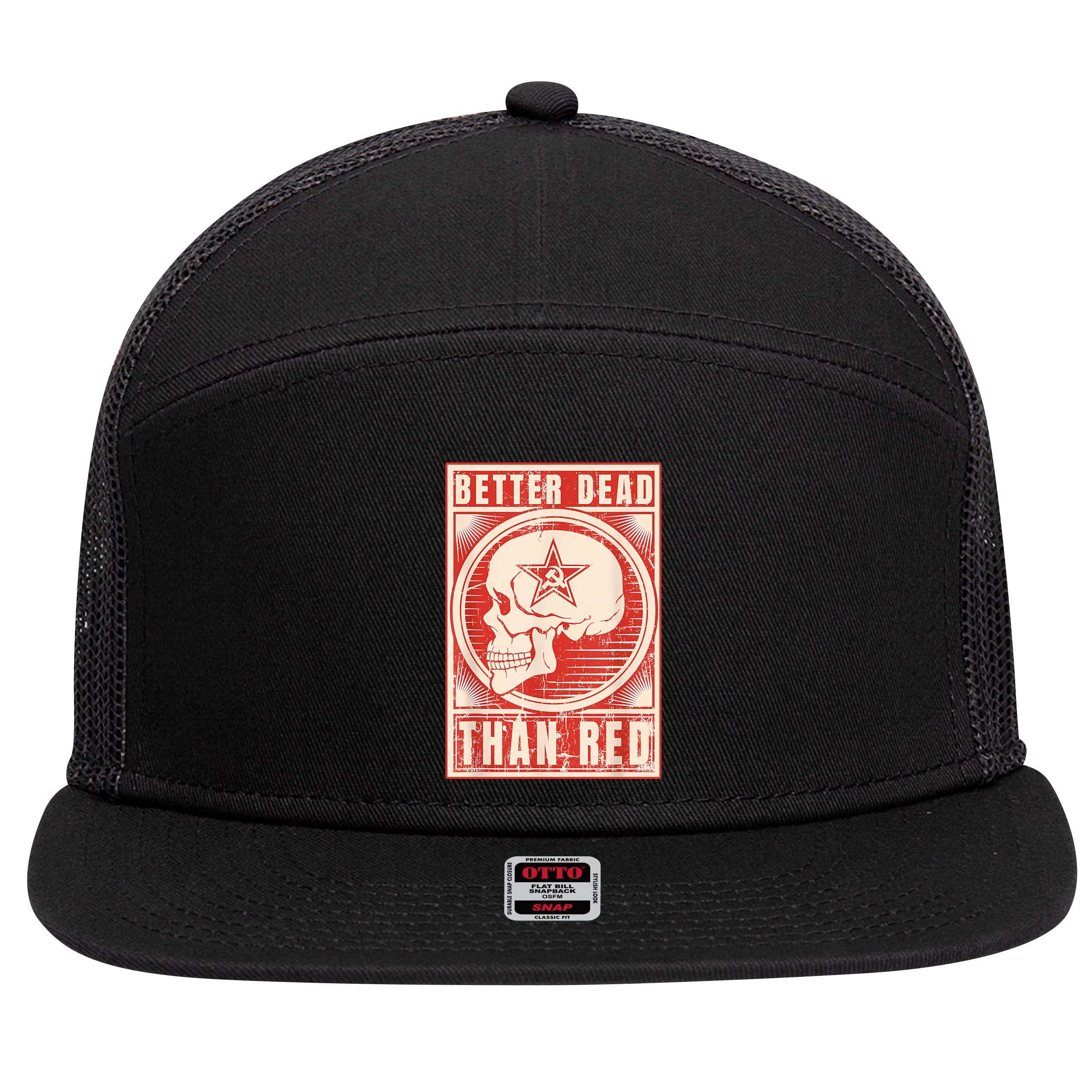 Better Dead Than Red Anti Communism 7 Panel Mesh Trucker Snapback Hat