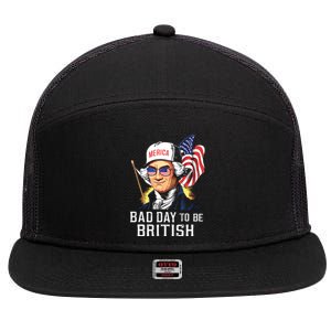 Bad Day To Be British Patriotic George Washington 4th July 7 Panel Mesh Trucker Snapback Hat