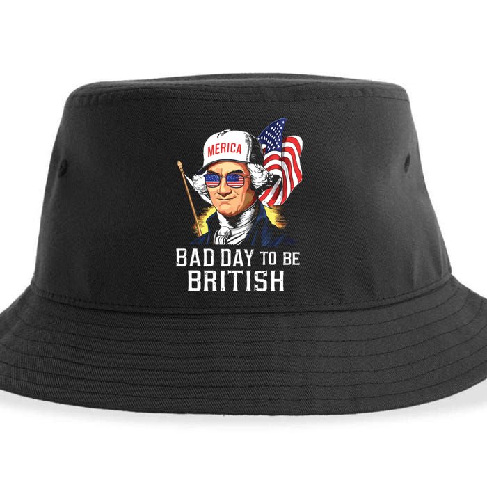 Bad Day To Be British Patriotic George Washington 4th July Sustainable Bucket Hat