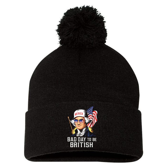 Bad Day To Be British Patriotic George Washington 4th July Pom Pom 12in Knit Beanie