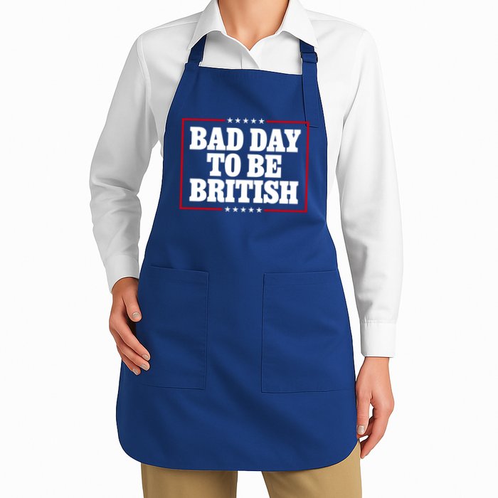 Bad Day To Be British Funny 4th Of July Full-Length Apron With Pockets
