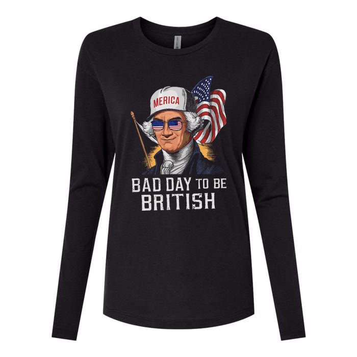 Bad Day To Be British Patriotic George Washington 4th July Gift Womens Cotton Relaxed Long Sleeve T-Shirt