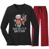 Bad Day To Be British Patriotic George Washington 4th July Gift Women's Long Sleeve Flannel Pajama Set 