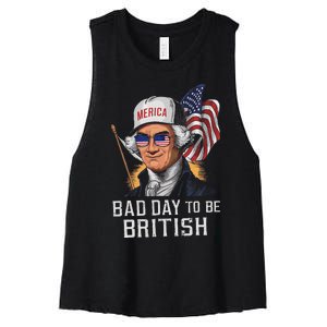 Bad Day To Be British Patriotic George Washington 4th July Gift Women's Racerback Cropped Tank