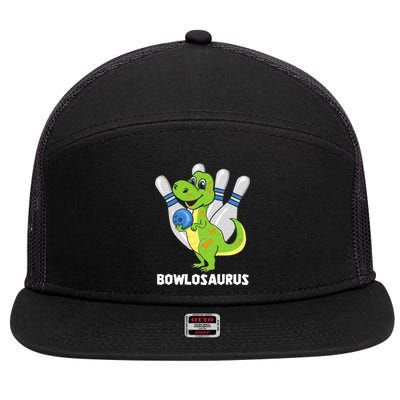 Bowling Dinosaur T Rex Bowlosaurus Player Party 7 Panel Mesh Trucker Snapback Hat