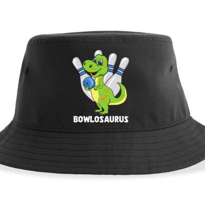 Bowling Dinosaur T Rex Bowlosaurus Player Party Sustainable Bucket Hat