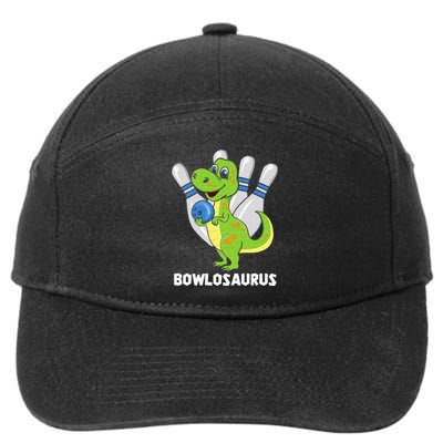 Bowling Dinosaur T Rex Bowlosaurus Player Party 7-Panel Snapback Hat