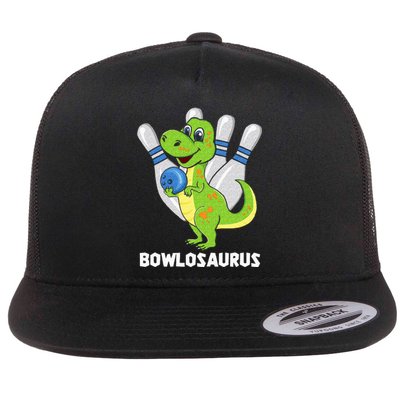 Bowling Dinosaur T Rex Bowlosaurus Player Party Flat Bill Trucker Hat