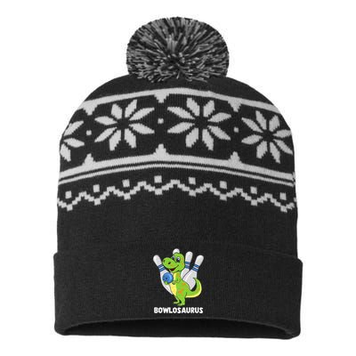 Bowling Dinosaur T Rex Bowlosaurus Player Party USA-Made Snowflake Beanie