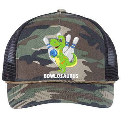 Bowling Dinosaur T Rex Bowlosaurus Player Party Retro Rope Trucker Hat Cap