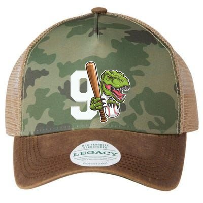 Baseball Dinosaurs Trex Dino 9th Birthday Design Great Gift Legacy Tie Dye Trucker Hat