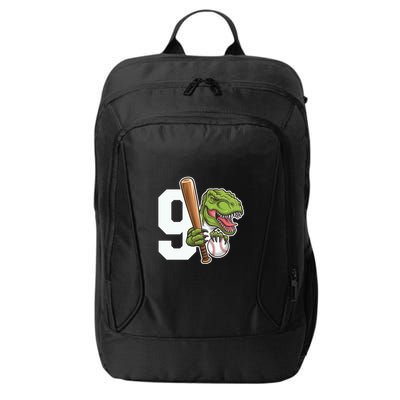 Baseball Dinosaurs Trex Dino 9th Birthday Design Great Gift City Backpack