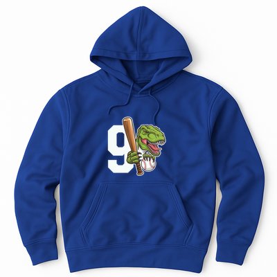Baseball Dinosaurs Trex Dino 9th Birthday Design Great Gift Hoodie