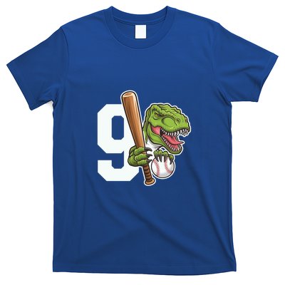Baseball Dinosaurs Trex Dino 9th Birthday Design Great Gift T-Shirt