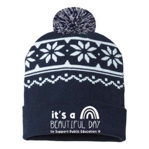 Beautiful Day To Support Public Education Teacher Red For Ed USA-Made Snowflake Beanie