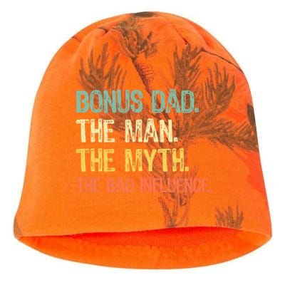 Bonus Dad The Man Myth Bad Influence Funny Stepdad Stepdad Kati - Camo Knit Beanie