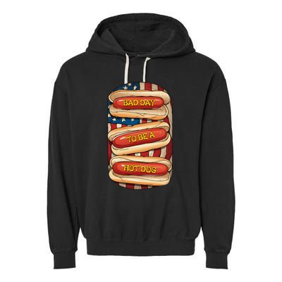 Bad Day To Be A Hot Dog July 4th Patriotic Summer Bbq Garment-Dyed Fleece Hoodie