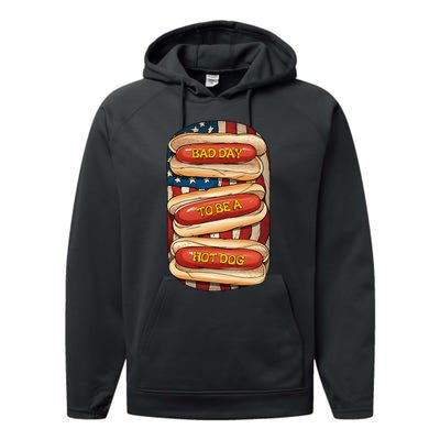 Bad Day To Be A Hot Dog July 4th Patriotic Summer Bbq Performance Fleece Hoodie