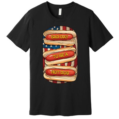 Bad Day To Be A Hot Dog July 4th Patriotic Summer Bbq Premium T-Shirt