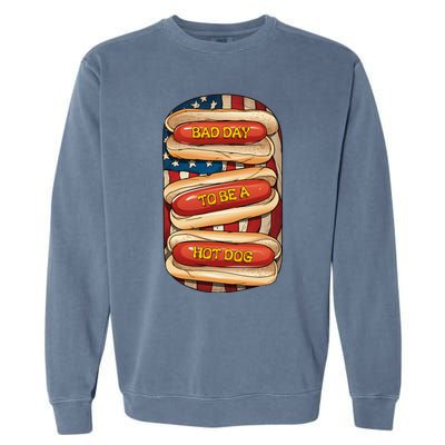 Bad Day To Be A Hot Dog July 4th Patriotic Summer Bbq Garment-Dyed Sweatshirt