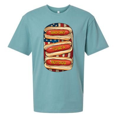 Bad Day To Be A Hot Dog July 4th Patriotic Summer Bbq Sueded Cloud Jersey T-Shirt