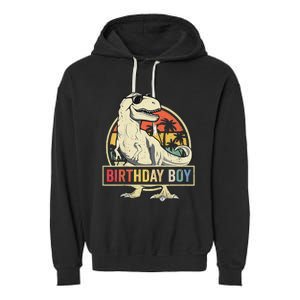 Birthday Dino T Rex Dinosaur Matching Family Garment-Dyed Fleece Hoodie