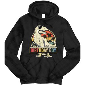 Birthday Dino T Rex Dinosaur Matching Family Tie Dye Hoodie